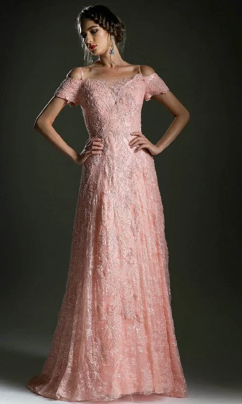 Formal dresses with wrap - around styles and beaded belts for a customized fitLadivine 5326 - Cut out Shoulder Floral Lace Gown Formal dresses with wrap - around styles and beaded belts for a customized fitLadivine 5326 - Cut out Shoulder Floral Lace Gown
