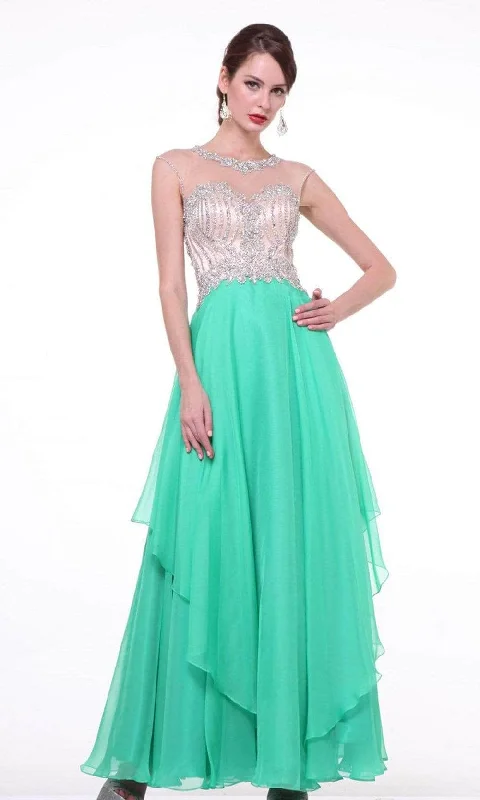 Long - sleeved formal dresses in velvet for a winter formal eventLadivine 8791 - Adorned Tiered A-Line Gown Long - sleeved formal dresses in velvet for a winter formal eventLadivine 8791 - Adorned Tiered A-Line Gown