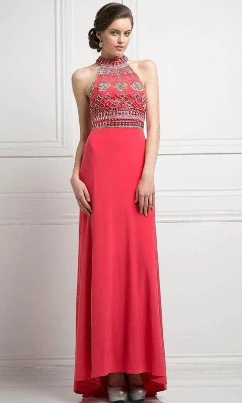 Formal dresses with geometric patterns and metallic accents for a modern formal affairLadivine 971 - High Halter Embellished Column Gown Formal dresses with geometric patterns and metallic accents for a modern formal affairLadivine 971 - High Halter Embellished Column Gown