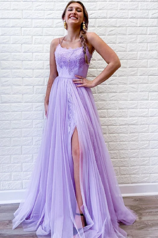 Party dresses with a mermaid silhouette for a figure - hugging fitLight Purple Tulle Prom Dress with Lace Party dresses with a mermaid silhouette for a figure - hugging fitLight Purple Tulle Prom Dress with Lace