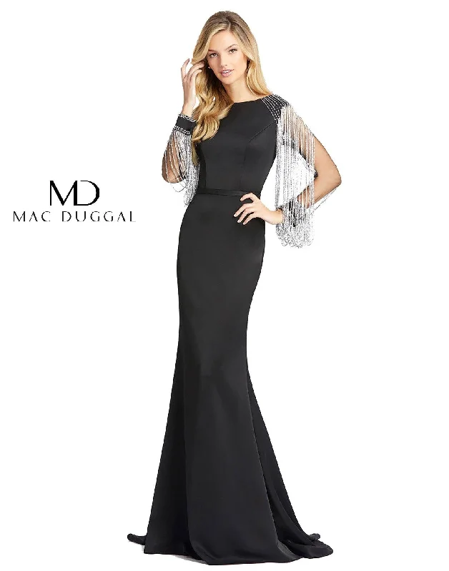 Bodycon dress with a pleated bodice​Mac Duggal 20116 Long Sleeve Formal Evening Dress