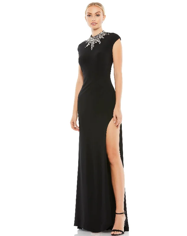 Bodycon dress with a mesh insert for a stylish edge​Mac Duggal 41018 Long Cap Sleeve Formal Prom Dress