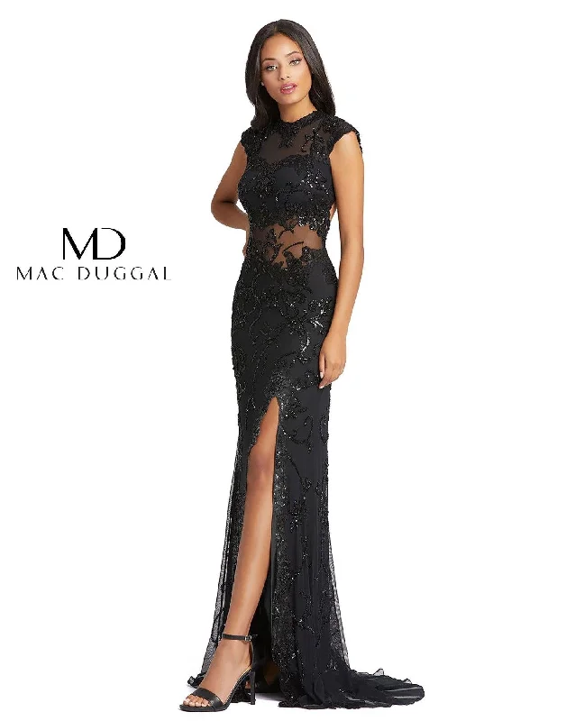 Bodycon dress in a geometric pattern​Mac Duggal 1903 Long Formal Cap Sleeve Lace Dress