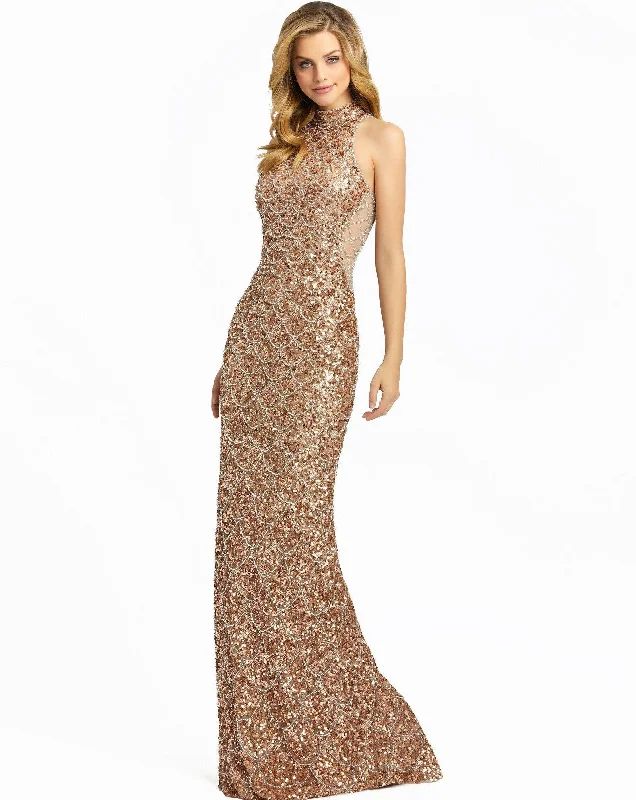 Sheath - style bodycon dress for a sophisticated office look​Mac Duggal 4818 Long Formal Metallic Evening Dress