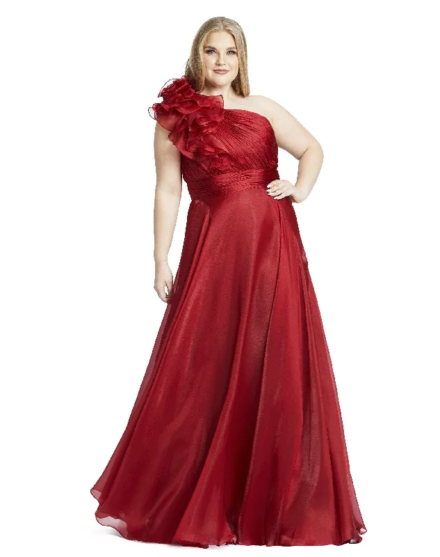 Bodycon dress with a belted waist for a defined figure​Mac Duggal 49171 One Shoulder Long Prom Dress