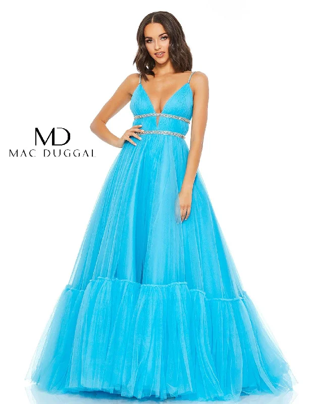 Bodycon dress with a button - down front​Mac Duggal 67557 Prom Long Beaded Waist Ball Gown
