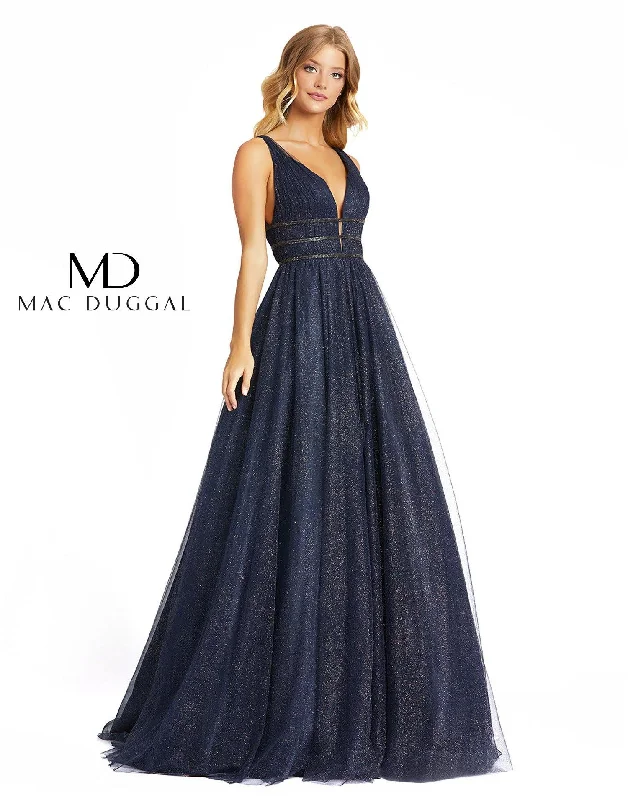 Sequined bodycon dress for a sparkling party look​Mac Duggal 67342 Prom Long Sleeveless Ball Gown