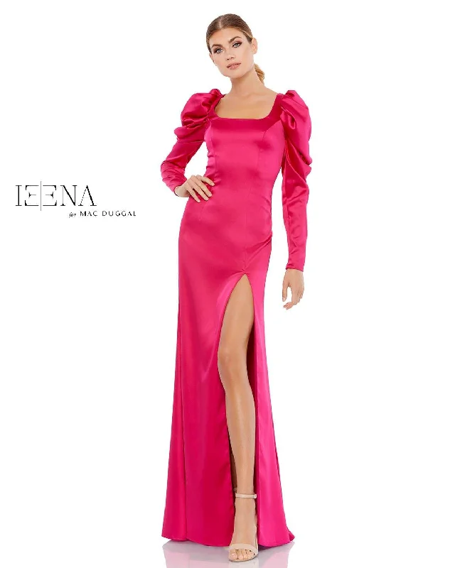 Bodycon dress made of satin for a luxurious feel​Mac Duggal 26520 Long Formal Puff Sleeve Dress