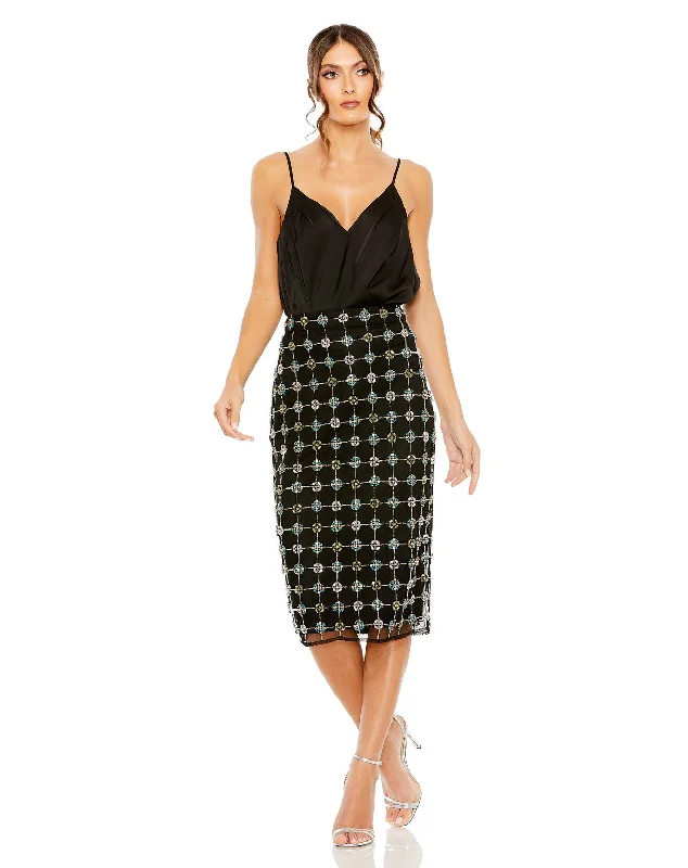 Party dresses with a lace overlay for a feminine touch​Mac Duggal R10842 Embellished Rhinestones Geometrical Skirt Only