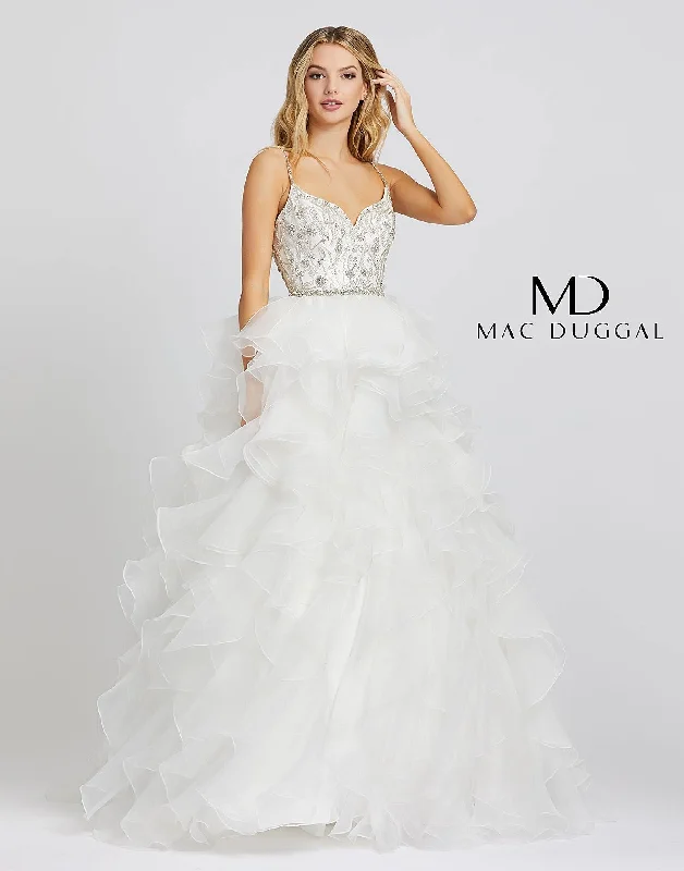Bodycon dress with a cut - out detail for a sexy appeal​Mac Duggal 48959 Prom Spaghetti Strap Long Ball Gown