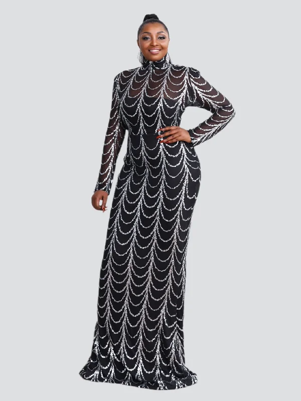 Formal dresses with pleated yokes and button - up fronts for a classic and refined lookPlus Beads Chain Mermaid Prom Dress P0080