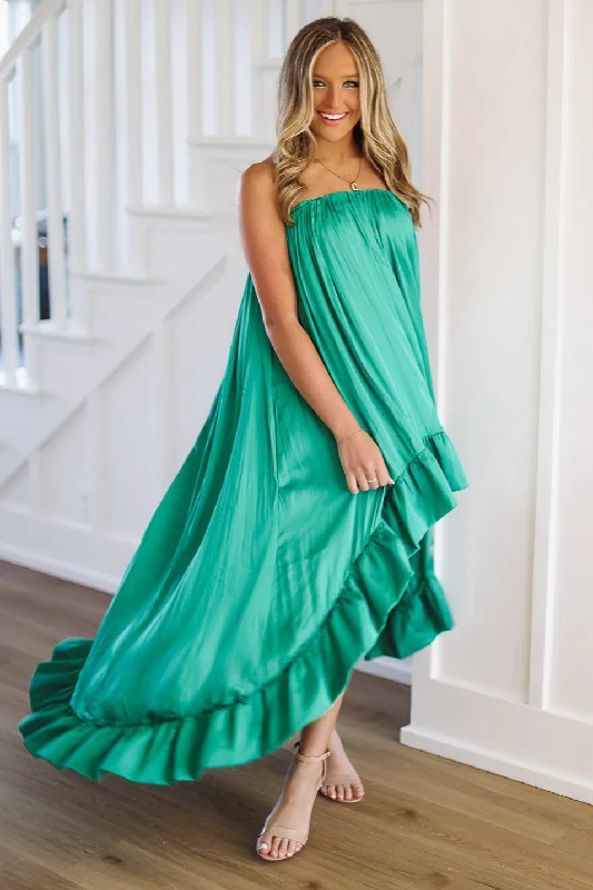 Sparkly sequined party dresses for a glamorous lookSay What You Will High Low Satin Dress - Green Sparkly sequined party dresses for a glamorous lookSay What You Will High Low Satin Dress - Green