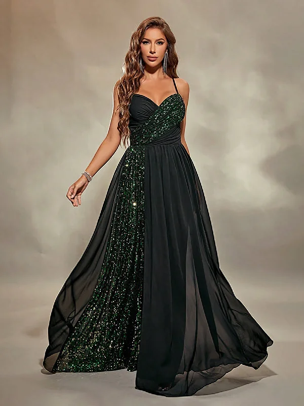 Formal dresses with geometric patterns and metallic accents for a modern formal affairSpaghetti Cross Back Panel Prom Dress MCW1157