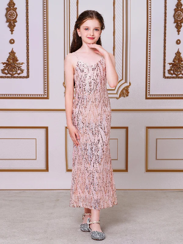 Prom dresses with gathered skirts and crystal - encrusted belts for a luxurious promTeen Spaghetti Sequin Sheath Party Dress CXH1589