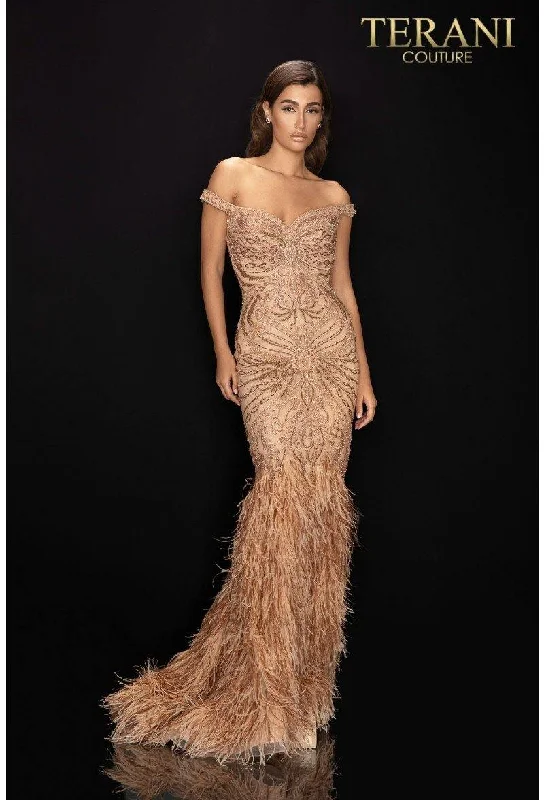 Solid - colored bodycon dress for a classic appearance​Terani Couture 2011GL2221 Sexy Formal Long Prom Dress