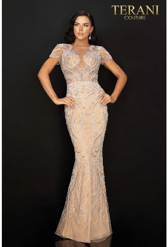 Bodycon dress with a high - low hem for a trendy look​Terani Couture 2012GL2376 Long Formal Prom Dress