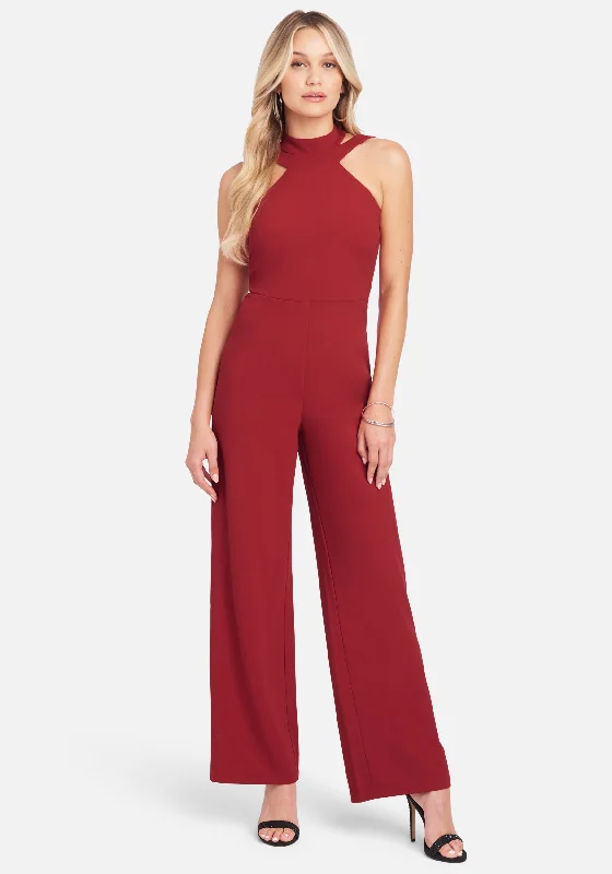 Prom dresses with metallic - colored fabrics and beaded embroidery for a glamorous promWide Leg Halter Jumpsuit
