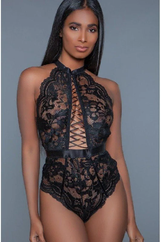 Seamless Bodysuits for a Smooth Underwear LookEmbellished Satin Lace Up Bodysuit