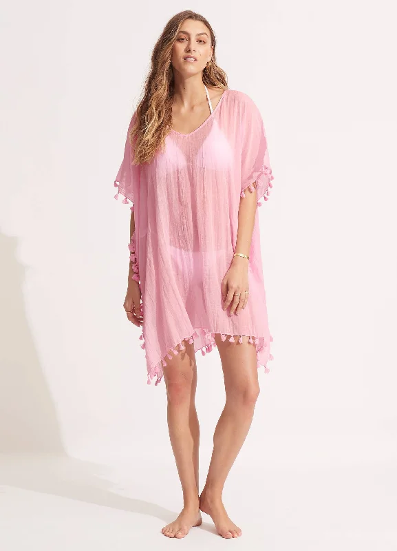 Plus - size floral print cover ups for a stylish beach lookAmnesia Kaftan - Parfait Pink Plus - size floral print cover ups for a stylish beach lookAmnesia Kaftan - Parfait Pink