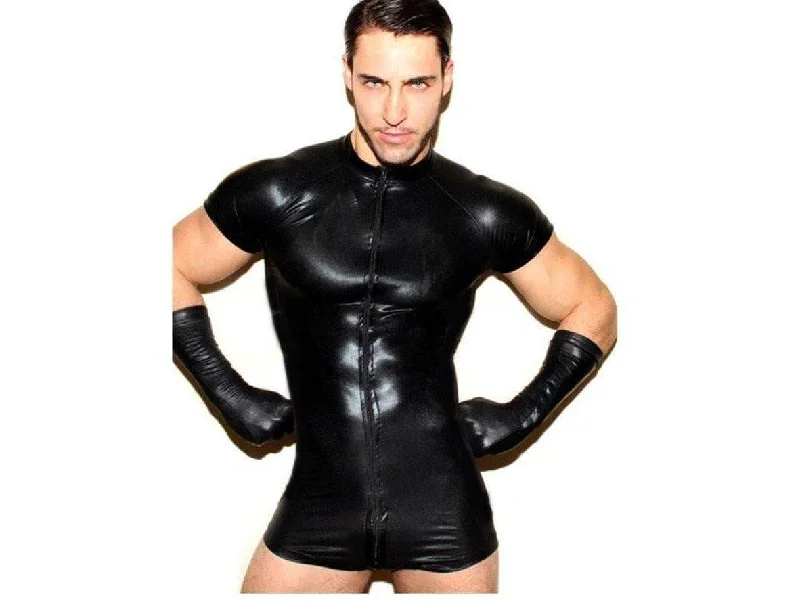 Metallic Bodysuits for a Glitzy and Glamorous Night OutGay Bodysuits | Clubwear Faux Leather Zipper Short Sleeve Bodysuit Metallic Bodysuits for a Glitzy and Glamorous Night OutGay Bodysuits | Clubwear Faux Leather Zipper Short Sleeve Bodysuit
