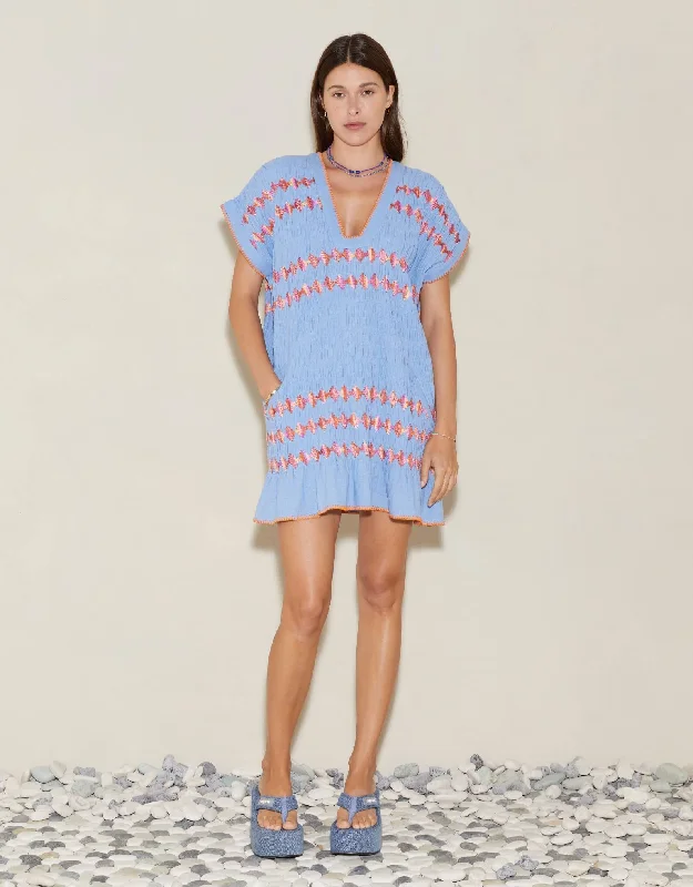 Mini - length cover ups for a more daring and youthful beach styleHera Tunic Mini Dress Cornflower Mini - length cover ups for a more daring and youthful beach styleHera Tunic Mini Dress Cornflower