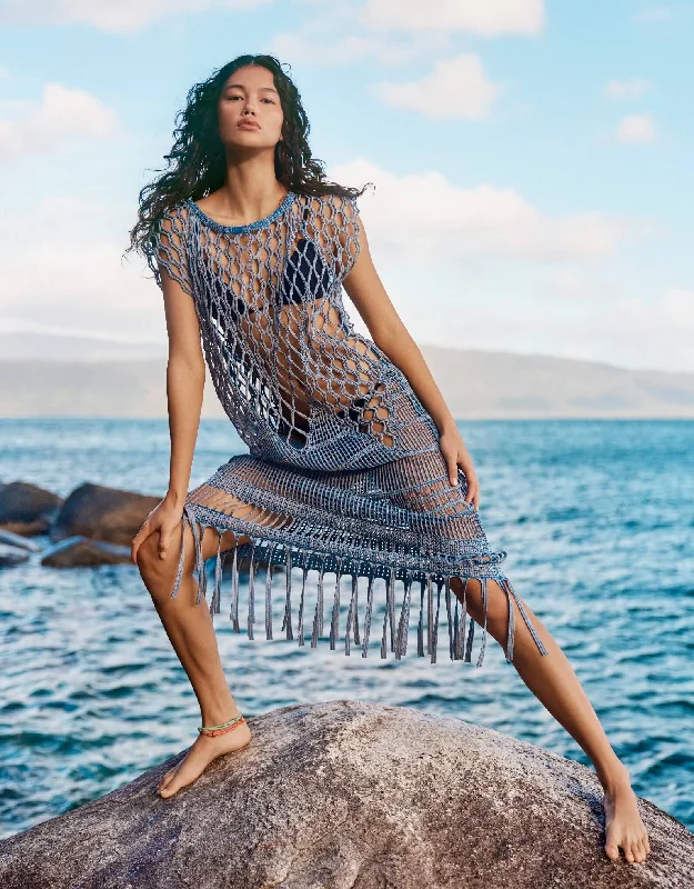 Split - hem cover ups for a more dynamic and stylish appearanceIonia Jacquard Macrame Tunic Split - hem cover ups for a more dynamic and stylish appearanceIonia Jacquard Macrame Tunic