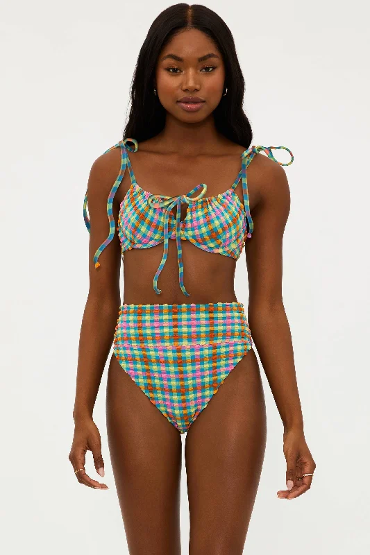 Women's High - Neck Swim Tops in Navy with Zipper for a Sleek and Sporty LookCaitlin Top Sunny Side Gingham Women's High - Neck Swim Tops in Navy with Zipper for a Sleek and Sporty LookCaitlin Top Sunny Side Gingham