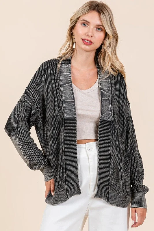 Neon Bodysuits to Stand Out at PartiesContrast Patch Open Front Mineral Wash Cardigan Neon Bodysuits to Stand Out at PartiesContrast Patch Open Front Mineral Wash Cardigan
