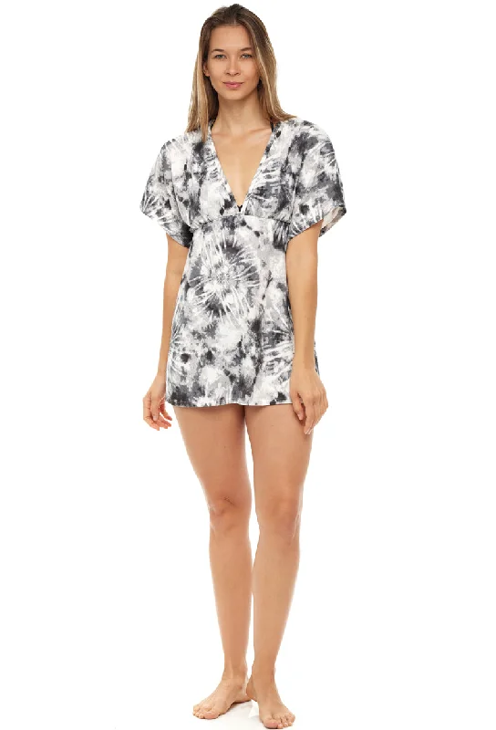 Long - length cotton cover ups for sun protection at the poolDOLMAN SLEEVE V-NECK TUNIC - TIE DYE Long - length cotton cover ups for sun protection at the poolDOLMAN SLEEVE V-NECK TUNIC - TIE DYE
