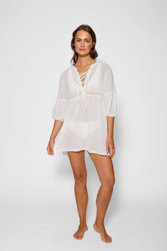 Maxi - length cover ups for a dramatic and elegant beach lookEscape Mesh Lace Front Tunic Maxi - length cover ups for a dramatic and elegant beach lookEscape Mesh Lace Front Tunic