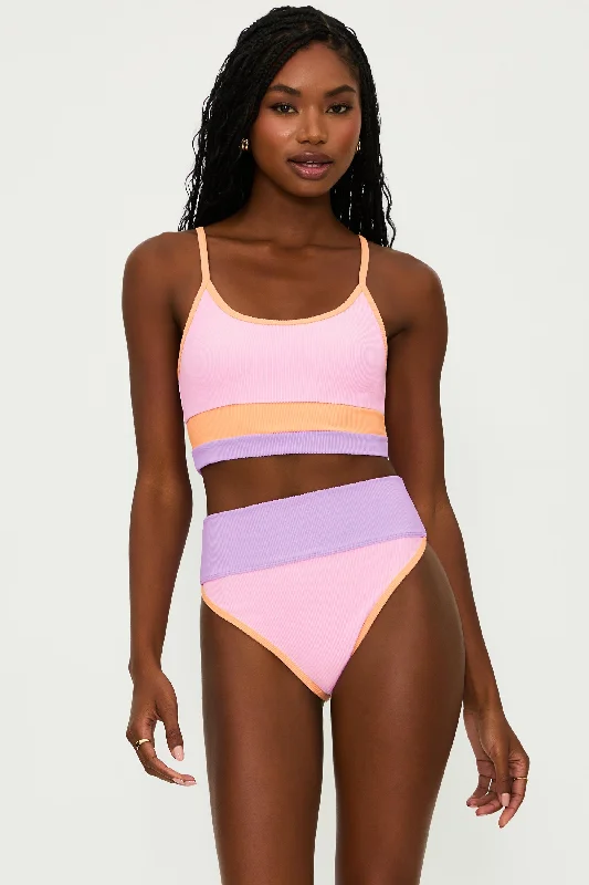 Women's High - Neck Swim Tops in Navy with Zipper for a Sleek and Sporty LookEva Top Pastel Poppy Colorblock Women's High - Neck Swim Tops in Navy with Zipper for a Sleek and Sporty LookEva Top Pastel Poppy Colorblock