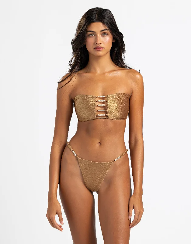 Women's Halter Neck Swim Tops with Tie - Back in Neon Colors for a Bold Summer VibeEvie Bandeau Top - Glitter Nude Women's Halter Neck Swim Tops with Tie - Back in Neon Colors for a Bold Summer VibeEvie Bandeau Top - Glitter Nude