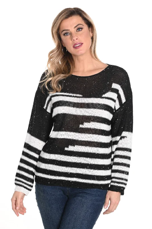 Geometric - pattern cover ups for a modern and trendy appearanceFrank Lyman Sweater 243421U Black/Off-White Geometric - pattern cover ups for a modern and trendy appearanceFrank Lyman Sweater 243421U Black/Off-White
