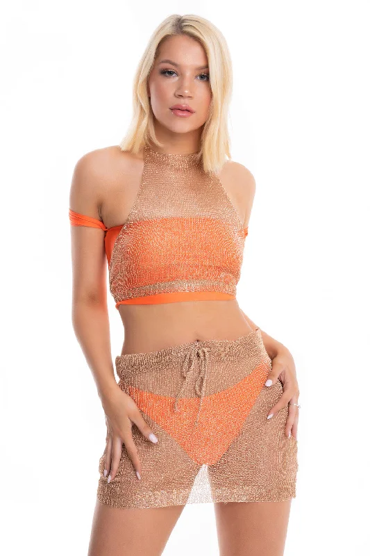 Moisture - wicking cover ups for staying dry during beach activitiesGold Metallic Cover up Set Moisture - wicking cover ups for staying dry during beach activitiesGold Metallic Cover up Set