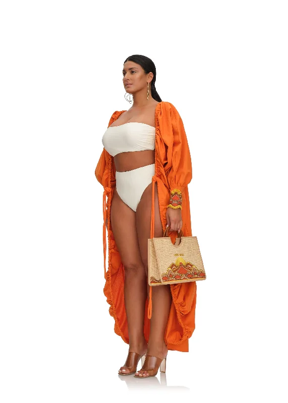 Bohemian - style cover ups for a free - spirited beach aestheticILO ROBE - CLAY