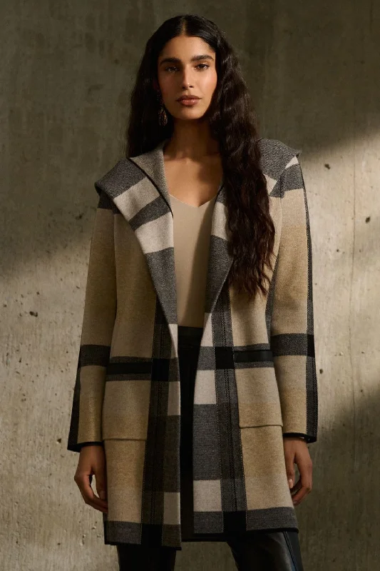Bohemian - style cover ups for a free - spirited beach aestheticJoseph Ribkoff Sweater Cover Up 243925 Black/Oatmeal Melange/Grey Bohemian - style cover ups for a free - spirited beach aestheticJoseph Ribkoff Sweater Cover Up 243925 Black/Oatmeal Melange/Grey
