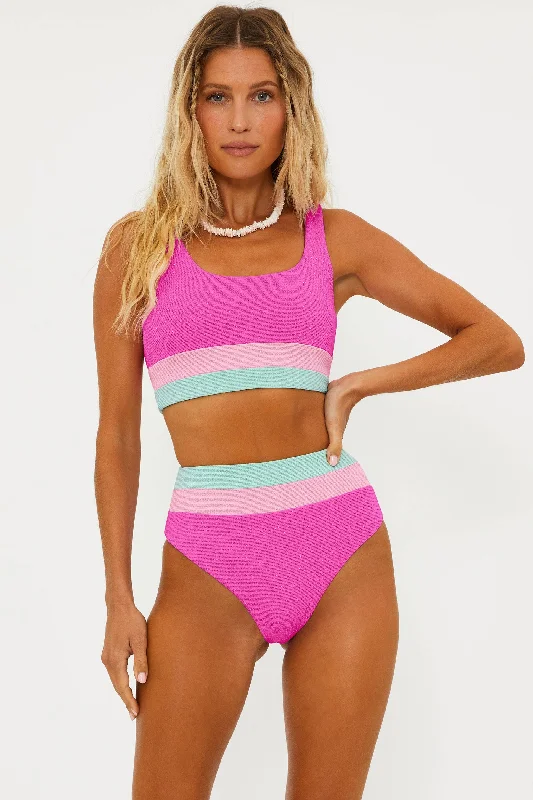 Women's Color - Blocked Swim Tops in Orange and Pink for a Vibrant Summer LookMackenzie Top Blossom Colorblock Scrunch Women's Color - Blocked Swim Tops in Orange and Pink for a Vibrant Summer LookMackenzie Top Blossom Colorblock Scrunch