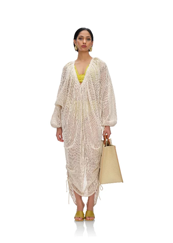 Elastic - cuffed cover ups for a snug and comfortable fitMETA COVER UP - BONE