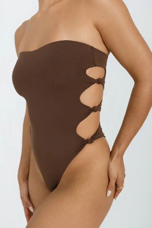 Women's Cut - Out One - Pieces in Black with Geometric Shapes for a Modern and Edgy StyleOakley One Piece - Chocolate Women's Cut - Out One - Pieces in Black with Geometric Shapes for a Modern and Edgy StyleOakley One Piece - Chocolate