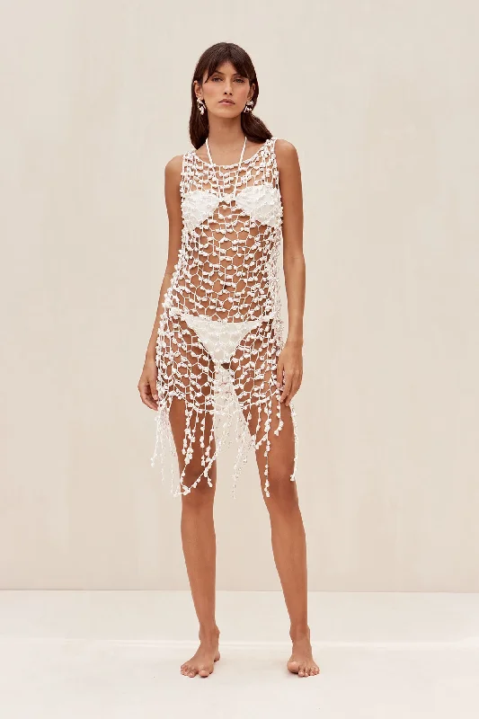 See - through cover ups for a sexy and alluring beach outfitROMAN CROCHET DRESS - OFF WHITE See - through cover ups for a sexy and alluring beach outfitROMAN CROCHET DRESS - OFF WHITE