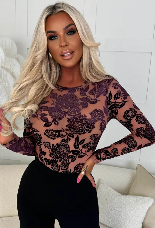 Ruffled Bodysuits with a Playful and Feminine TouchRose Multi Jacquard Velvet Bodysuit Ruffled Bodysuits with a Playful and Feminine TouchRose Multi Jacquard Velvet Bodysuit