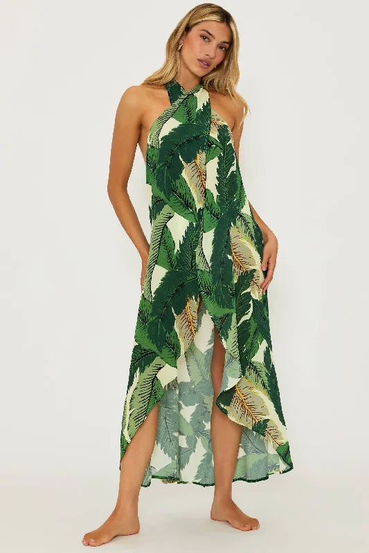 Knee - length cover ups for a versatile and practical beachwear optionSalty Wrap Palm Print Knee - length cover ups for a versatile and practical beachwear optionSalty Wrap Palm Print