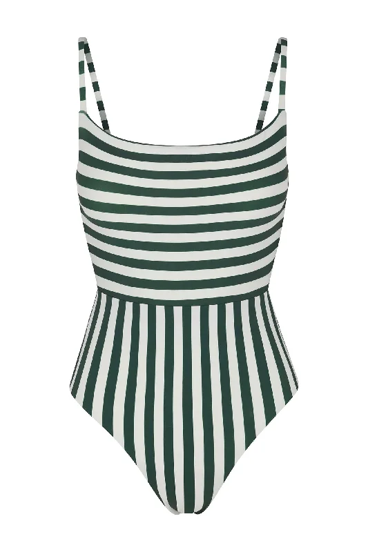 Women's Sequined Mini One - Pieces in Gold for a Glamorous New Year's Eve PartySquare Neck Open Back One-Piece in Green Mixed Stripes Women's Sequined Mini One - Pieces in Gold for a Glamorous New Year's Eve PartySquare Neck Open Back One-Piece in Green Mixed Stripes
