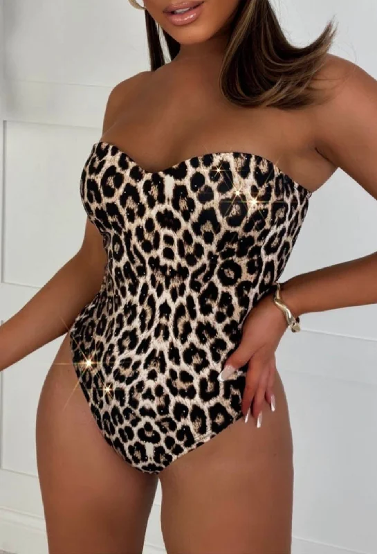 High - Neck Bodysuits for a Modest and Sophisticated LookStay Radiant Leopard Hot Fix Bodysuit High - Neck Bodysuits for a Modest and Sophisticated LookStay Radiant Leopard Hot Fix Bodysuit