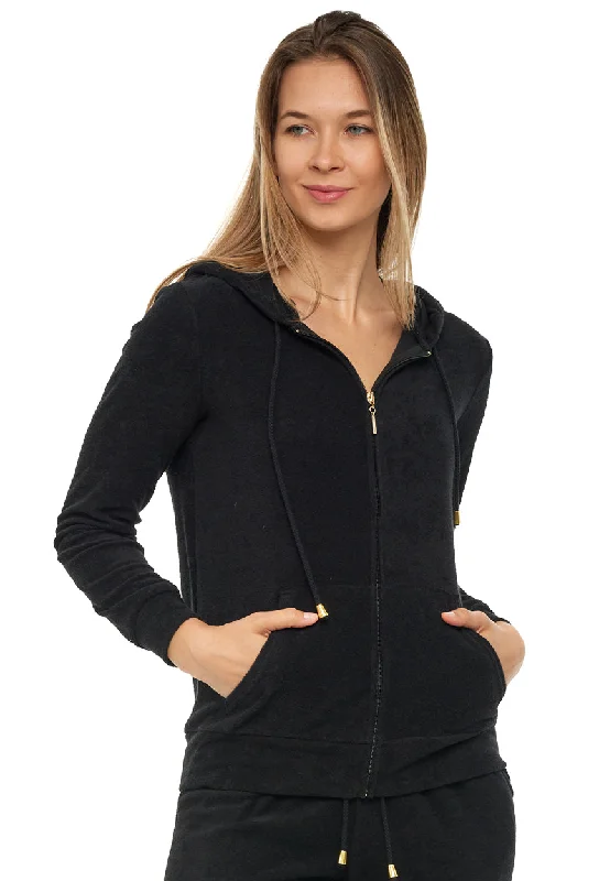 Vintage - inspired cover ups for a retro beach styleFRONT ZIPPER HOODIE JACKET WITH POCKET - TERRY Vintage - inspired cover ups for a retro beach styleFRONT ZIPPER HOODIE JACKET WITH POCKET - TERRY