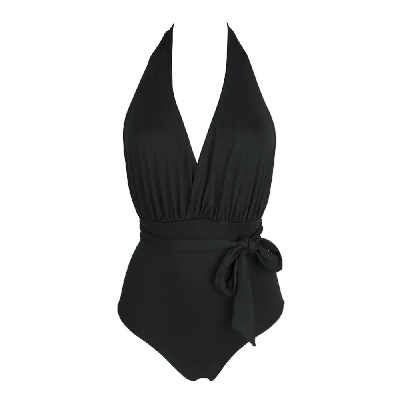 Women's Cut - Out One - Pieces in Black with Geometric Shapes for a Modern and Edgy StyleTHE ST. TROPEZ RIBBON Swimsuit - Black