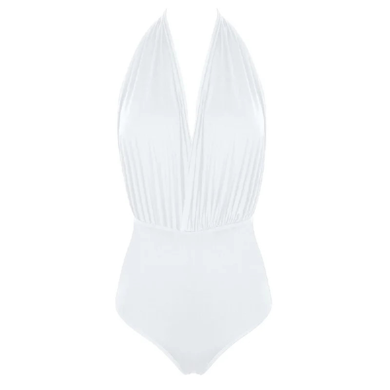Plus Size Women's Striped One - Pieces in Navy and White for a Nautical - Inspired EnsembleTHE ST. TROPEZ I Swimsuit - White Plus Size Women's Striped One - Pieces in Navy and White for a Nautical - Inspired EnsembleTHE ST. TROPEZ I Swimsuit - White