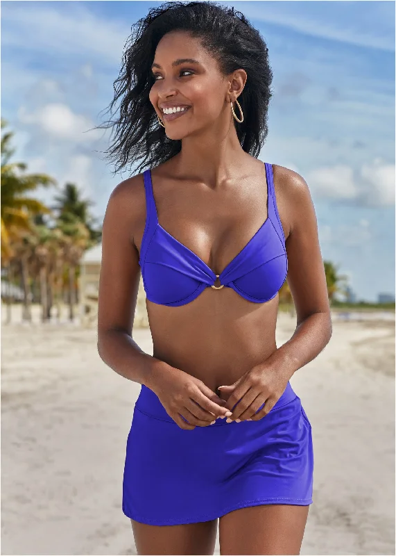 Women's Crochet - Trimmed Swim Tops in White for a Boho - Inspired Beach OutfitDraped Ring Bikini Top - Cobalt Blue Women's Crochet - Trimmed Swim Tops in White for a Boho - Inspired Beach OutfitDraped Ring Bikini Top - Cobalt Blue
