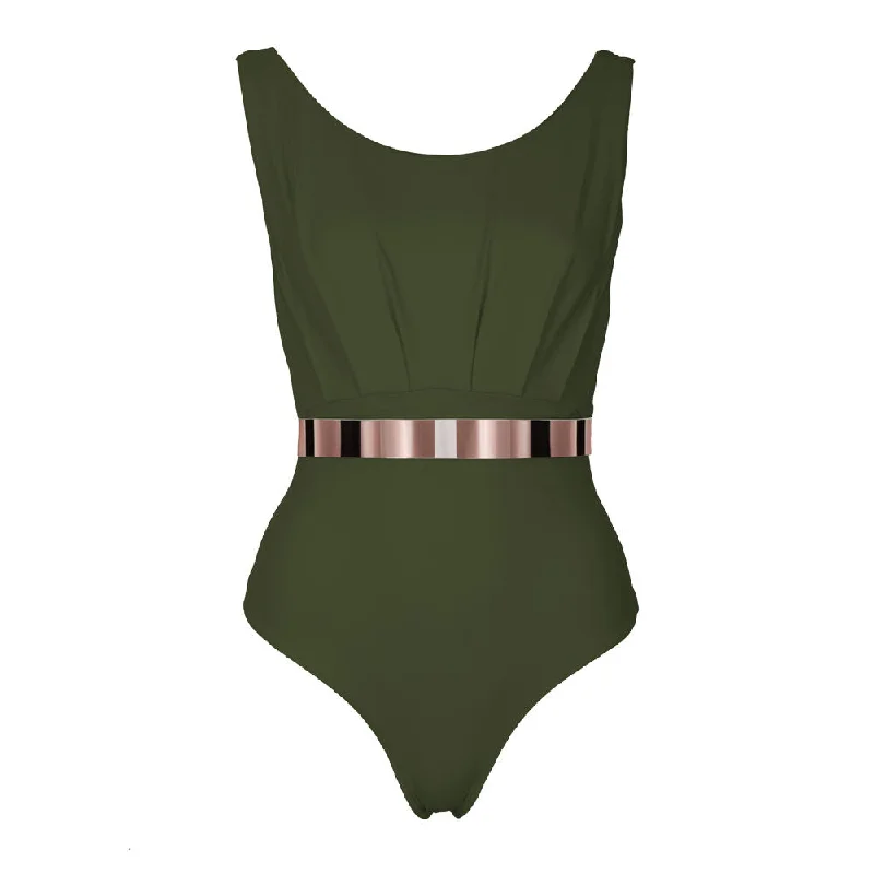 Women's Sleeveless One - Pieces in Yellow with Floral Appliques for a Cheerful and Spring - Like LookVENICE Swimsuit * STUDIO EDITION ROSÉGOLD/ BLACK METALLIC - ALCAPARRA GREEN Women's Sleeveless One - Pieces in Yellow with Floral Appliques for a Cheerful and Spring - Like LookVENICE Swimsuit * STUDIO EDITION ROSÉGOLD/ BLACK METALLIC - ALCAPARRA GREEN