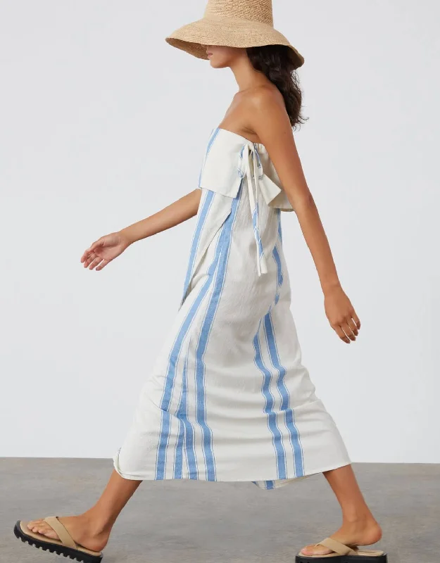 Hooded cover ups for windy beach daysMarine Stripe Organic Cotton Blend Dress